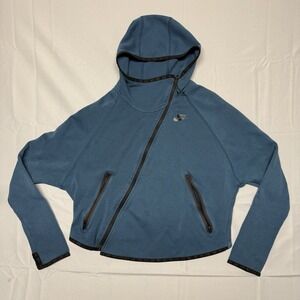 Nike Tech Butterfly Hoodie Womens Medium Blue Knit Cotton‎ Asymmetric Back Hem